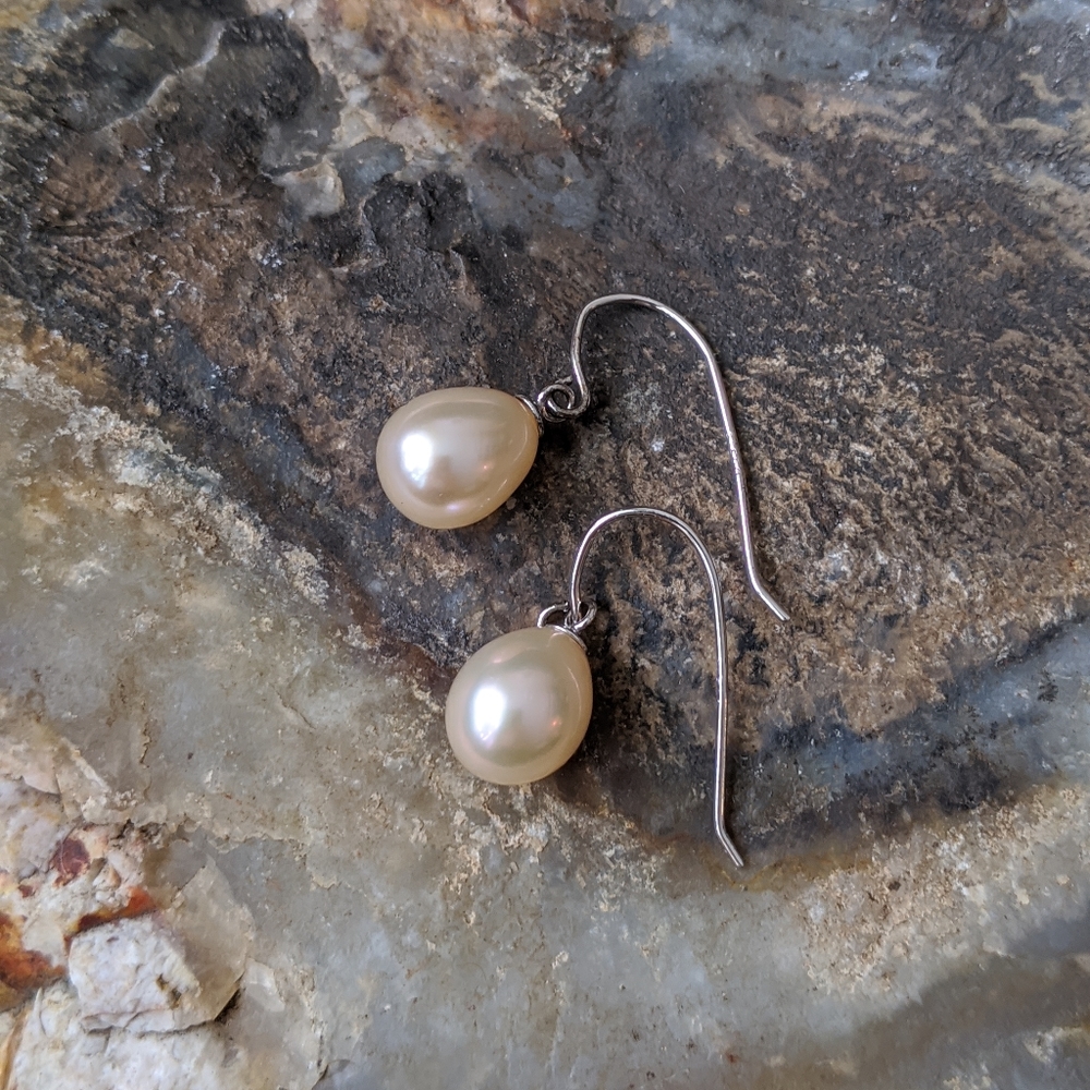 GENUINE PEARL • Pearl and Sterling Earrings